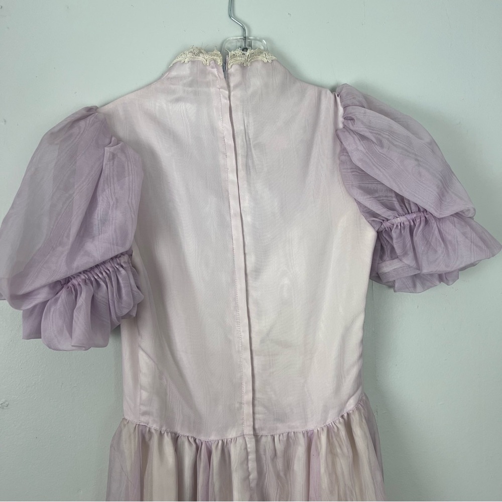 Gunne Sax Lilac 70s Dress Lace Ruffles - Picture 6 of 14